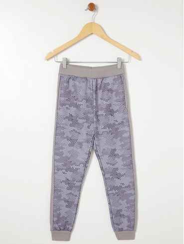 Calça Jogger Moletom Camuflada Juvenil Masculino - Cinza