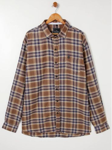 Camisa Manga Longa Vilejack Plus Size Masculina Bege