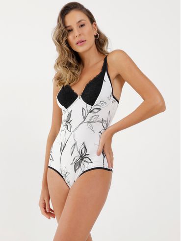 Body com Renda Feminino Off white