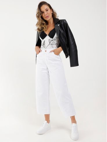 Body com Renda Feminino Off white