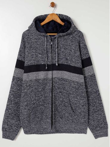 Cardigan de Tricot Gangster Plus Size Masculino Cinza