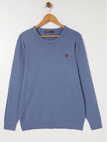 Suéter de Tricot Plus Size Masculino Azul