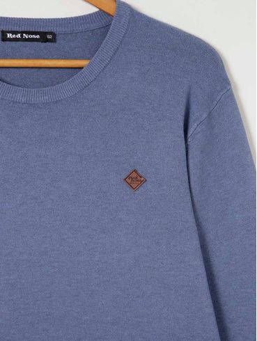 Suéter de Tricot Plus Size Masculino Azul
