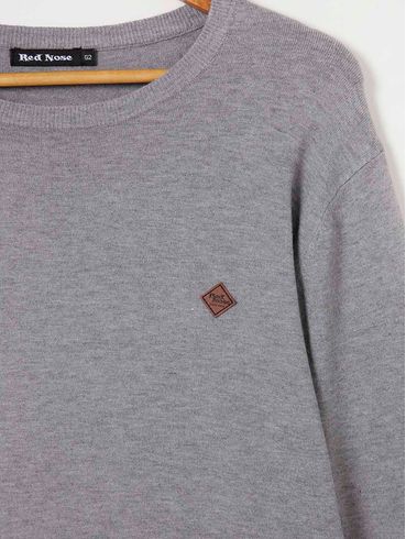 Suéter de Tricot Plus Size Masculino Cinza Escuro