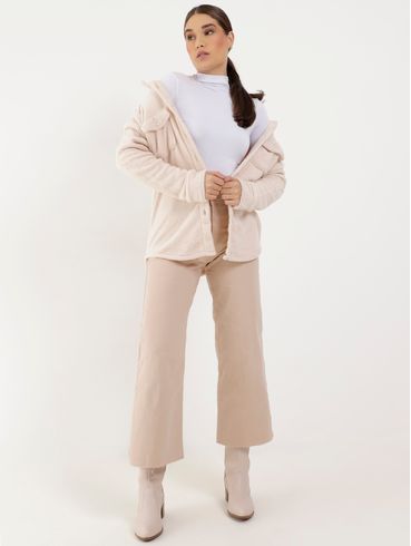 Camisa Manga Longa Plush Feminina Bege