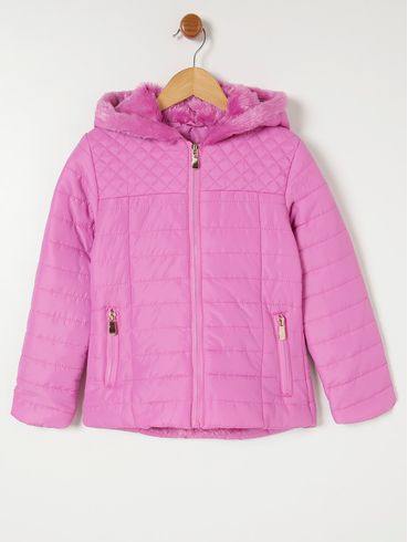 Jaqueta com Capuz Infantil Para Menina - Rosa Pink