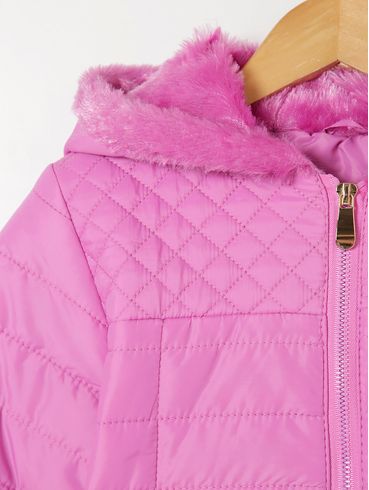 Jaqueta com Capuz Infantil Para Menina - Rosa Pink