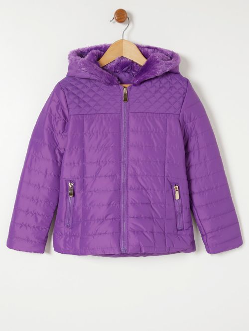 Jaqueta com Capuz Infantil Para Menina - Roxo