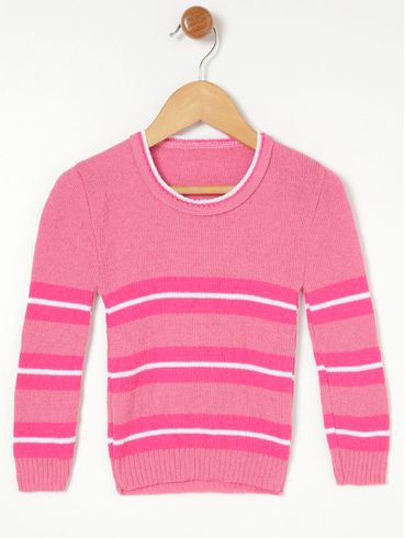 Blusa de Tricot Infantil Para Menina - Rosa