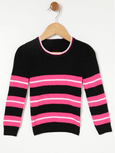 Blusa de Tricot Infantil Para Menina - Preto
