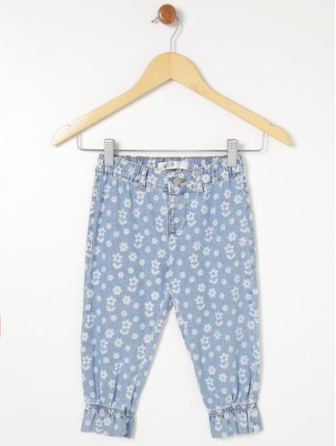 Calça Jogger Jeans Flik Infantil Para Menina - Azul