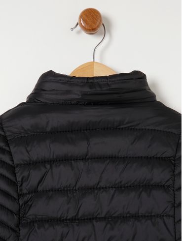 Jaqueta Puffer com Capuz Infantil Para Menina - Preto