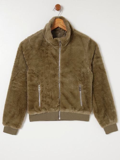 Jaqueta de Pelinhos Juvenil Para Menina - Verde