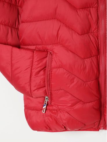 Jaqueta Puffer com Capuz Infantil Para Menino - Vermelho