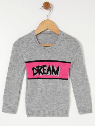 Blusa de Tricot Infantil Para Menina - Cinza