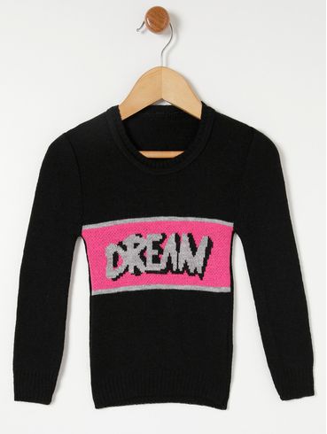 Blusa de Tricot Infantil Para Menina - Preto