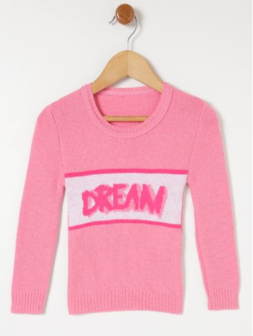 Blusa de Tricot Infantil Para Menina - Rosa