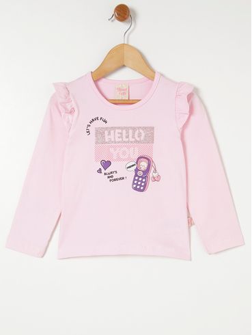 Blusa Manga Longa Infantil Para Menina - Rosa