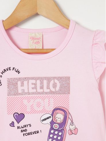 Blusa Manga Longa Infantil Para Menina - Rosa