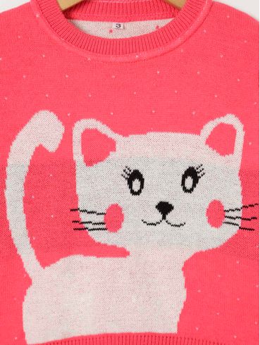 Blusa de Tricot Infantil Para Menina - Rosa Pink