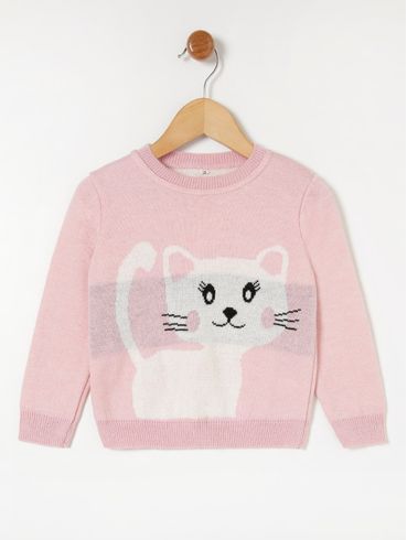 Blusa de Tricot Infantil Para Menina - Rosa