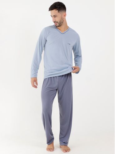 Pijama Longo Masculino Azul
