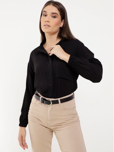 Camisa Manga Longa Feminina Preto