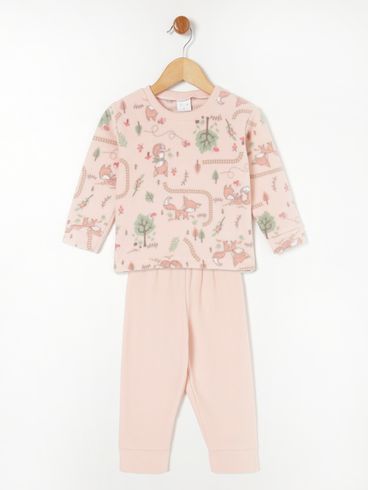 Pijama Longo Infantil Para Bebê Menina - Rose