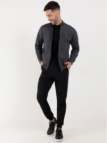 Jaqueta Moletom Masculina Cinza Escuro