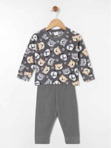 Pijama Longo Infantil Para Bebê Menino - Cinza