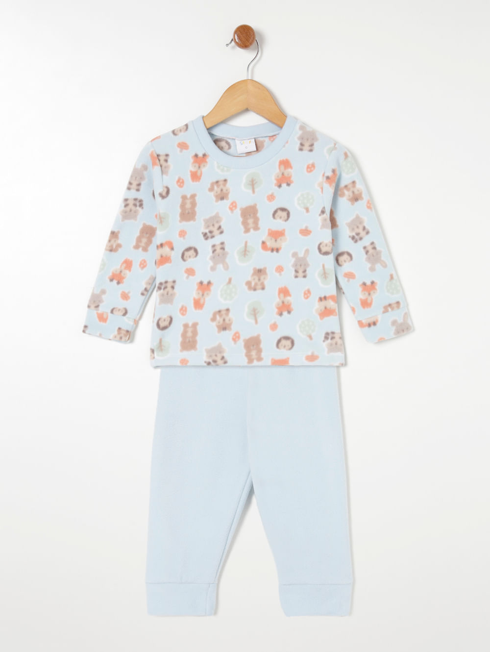 Pijama Longo Infantil Para Bebê Menino Azul Claro