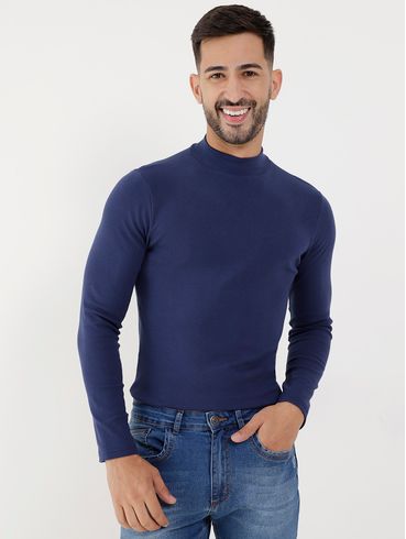 Camiseta Manga Longa Masculina Azul Marinho