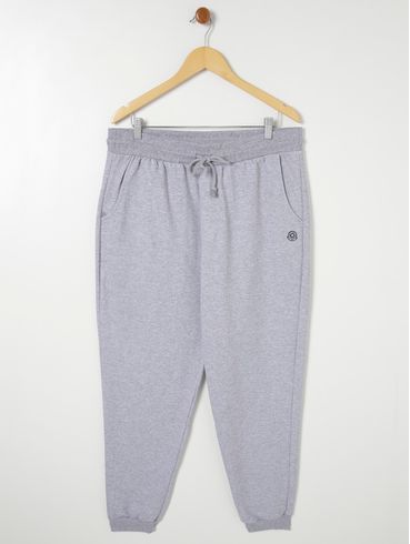 Calça Jogger Moletinho Plus Size Masculina Cinza