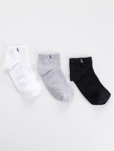 Kit 03 Meias Lupo Masculinas Branco/Cinza/Preto