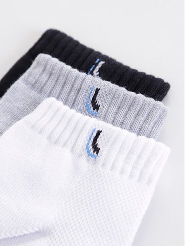 Kit 03 Meias Lupo Masculinas Branco/Cinza/Preto
