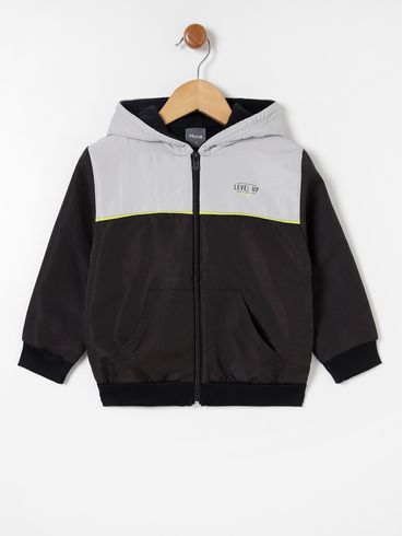 Jaqueta com Capuz Infantil Para Menino - Preto