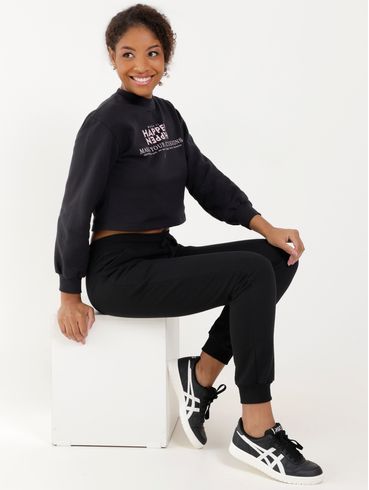 Calça Jogger Moletom Feminina Preto