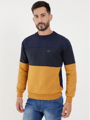 Moletom Fechado Full Surf Masculino Azul Marinho/Caramelo