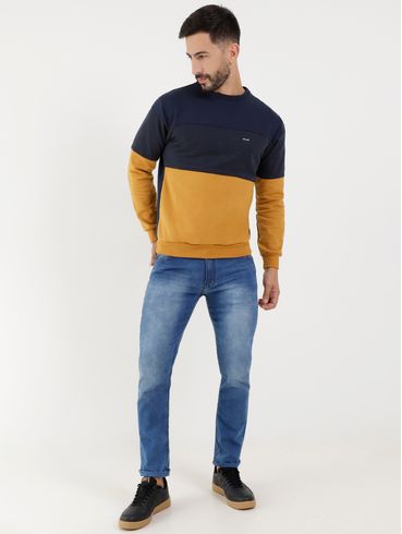 Moletom Fechado Full Surf Masculino Azul Marinho/Caramelo