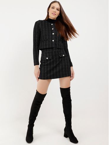 Blusa Manga Longa Gola Alta Feminina Preto