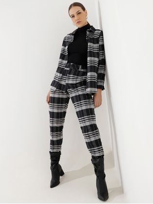 Calça Flanela Xadrez Autentique Feminina Preto