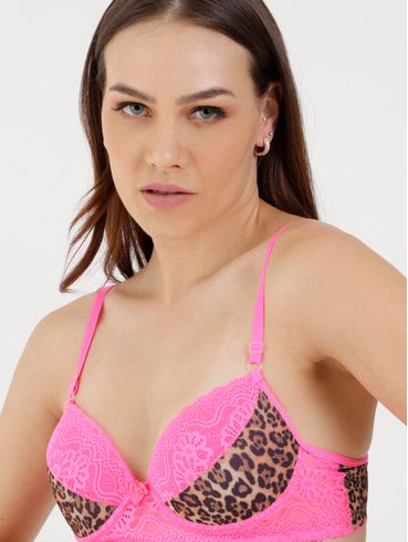 Sutiã com Bojo Animal Print Feminino Rosa