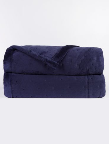 Cobertor Queen Size Ultra Plush Hedrons Azul Marinho
