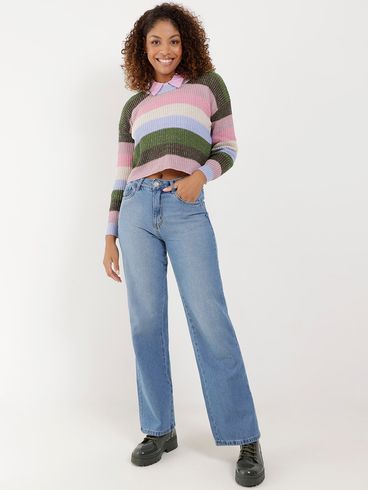 Camisa Cropped Manga Longa Feminina Lilás