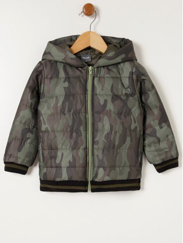 Jaqueta Puffer com Capuz Infantil Para Menino - Verde