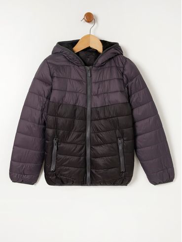 Jaqueta Puffer Infantil Para Menino - Chumbo/Preto