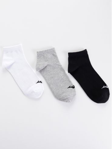 Kit 03 Meias Mizuno Masculinas Branco/cinza/preto