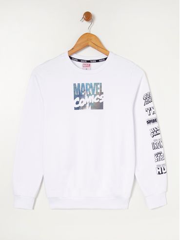 Moletom Marvel Juvenil Para Menino - Branco