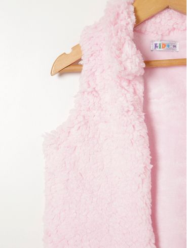 Colete de Pelinhos Kid+ Infantil Para Menina - Rosa