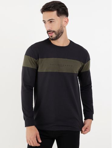 Camiseta Manga Longa Masculina Preto